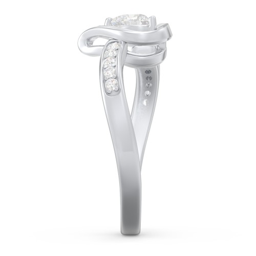 Falling For You Accented Heart Ring – Sterling Silver with Diamond