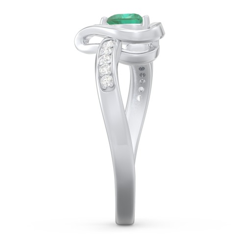 Falling For You Accented Heart Ring – Sterling Silver with Emerald and White Premium Zirconia