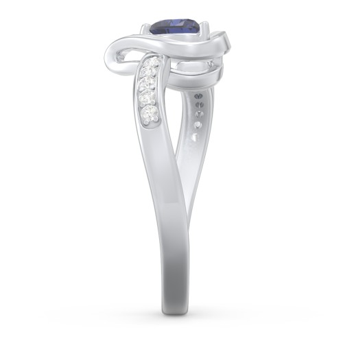 Falling For You Accented Heart Ring – Sterling Silver with Blue Sapphire and White Premium Zirconia