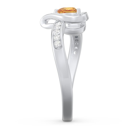 Falling For You Accented Heart Ring – Sterling Silver with Citrine and White Premium Zirconia
