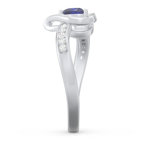 Falling For You Accented Heart Ring – Sterling Silver with Blue Sapphire and White Premium Zirconia