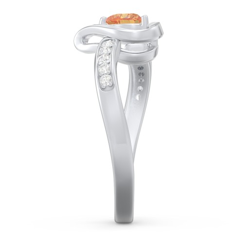 Falling For You Accented Heart Ring – Sterling Silver with Citrine and White Premium Zirconia