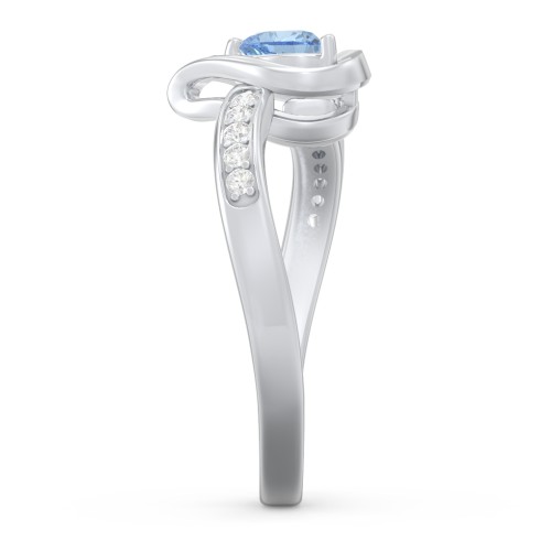 Falling For You Accented Heart Ring – Sterling Silver with Blue Topaz and White Premium Zirconia