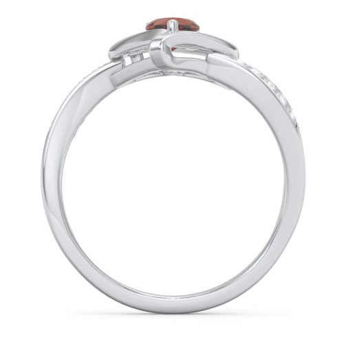 Falling For You Accented Heart Ring – Sterling Silver with Garnet and White Premium Zirconia