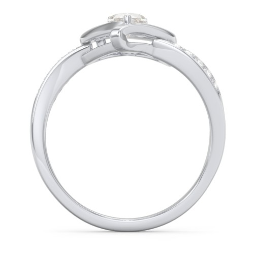 Falling For You Accented Heart Ring – Sterling Silver with Cubic Zirconia and White Premium Zirconia