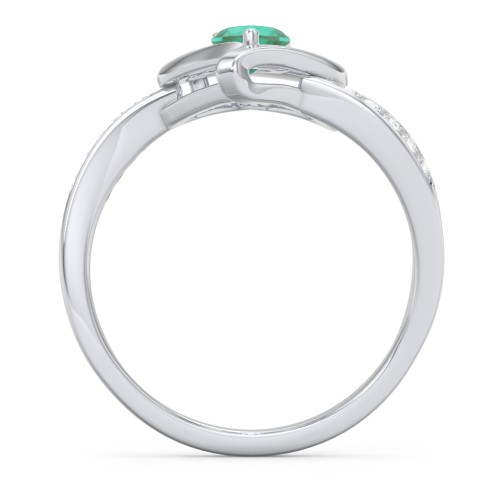 Falling For You Accented Heart Ring – Sterling Silver with Emerald and White Premium Zirconia