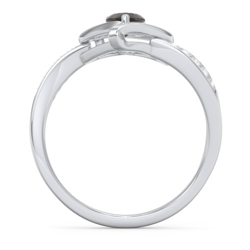 Falling For You Accented Heart Ring – Sterling Silver with Smokey Quartz and White Premium Zirconia