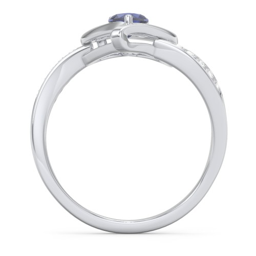 Falling For You Accented Heart Ring – Sterling Silver with Blue Sapphire and White Premium Zirconia