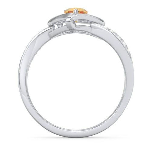 Falling For You Accented Heart Ring – Sterling Silver with Citrine and White Premium Zirconia