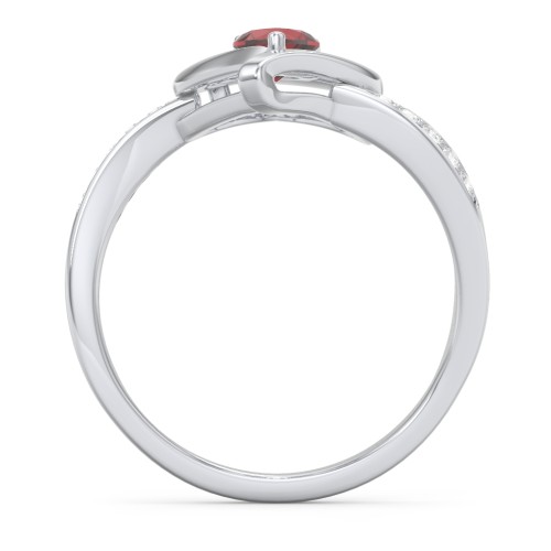 Falling For You Accented Heart Ring – Sterling Silver with Garnet and White Premium Zirconia