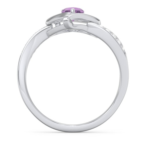 Falling For You Accented Heart Ring – Sterling Silver with Amethyst and White Premium Zirconia