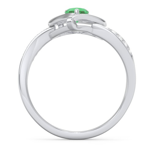 Falling For You Accented Heart Ring – Sterling Silver with Emerald and White Premium Zirconia