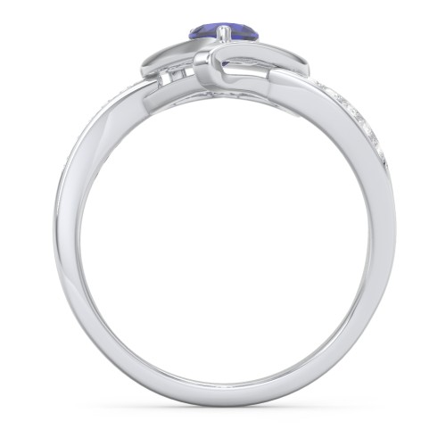 Falling For You Accented Heart Ring – Sterling Silver with Blue Sapphire and White Premium Zirconia