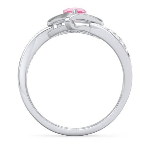 Falling For You Accented Heart Ring – Sterling Silver with Pink Tourmaline and White Premium Zirconia