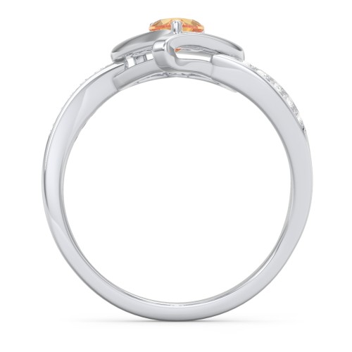 Falling For You Accented Heart Ring – Sterling Silver with Citrine and White Premium Zirconia