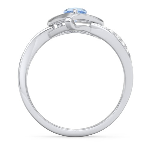 Falling For You Accented Heart Ring – Sterling Silver with Blue Topaz and White Premium Zirconia