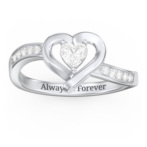 Falling For You Accented Heart Ring – Sterling Silver with Diamond