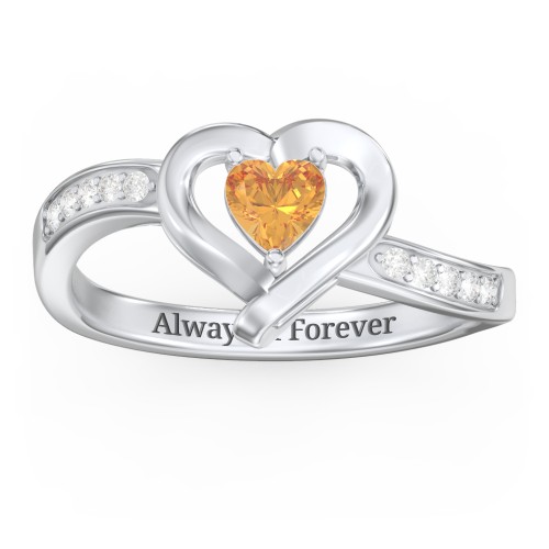 Falling For You Accented Heart Ring – Sterling Silver with Citrine and White Premium Zirconia