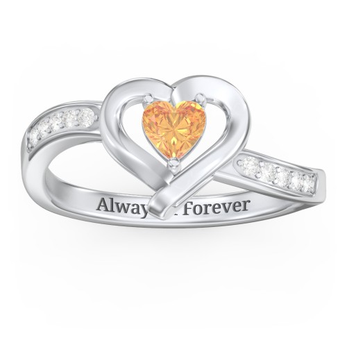 Falling For You Accented Heart Ring – Sterling Silver with Citrine and White Premium Zirconia