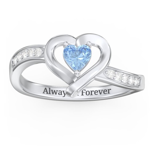 Falling For You Accented Heart Ring – Sterling Silver with Blue Topaz and White Premium Zirconia