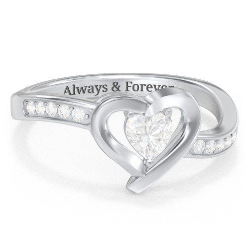 Falling For You Accented Heart Ring – Sterling Silver with Diamond