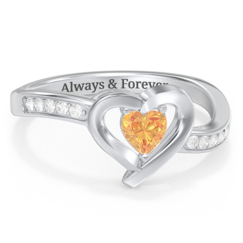 Falling For You Accented Heart Ring – Sterling Silver with Citrine and White Premium Zirconia
