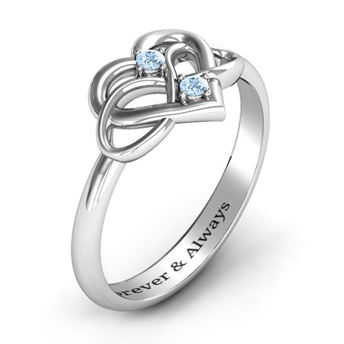 Together Forever Two-Stone Ring – Sterling Silver with Aquamarine