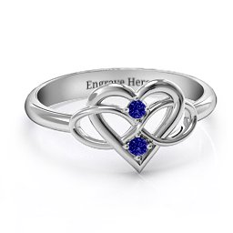 Together Forever Two-Stone Ring in 925 Sterling Silver with Blue Sapphire