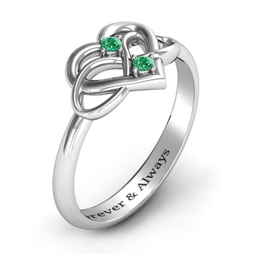 Together Forever Two-Stone Ring – Sterling Silver with Emerald