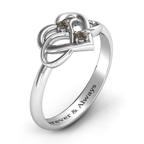 Together Forever Two-Stone Ring – Sterling Silver with Smokey Quartz