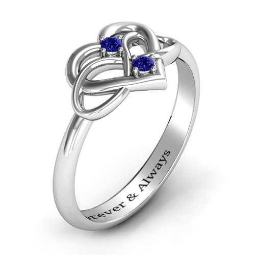 Together Forever Two-Stone Ring – Sterling Silver with Blue Sapphire