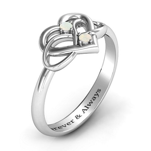 Together Forever Two-Stone Ring – Sterling Silver with Opal