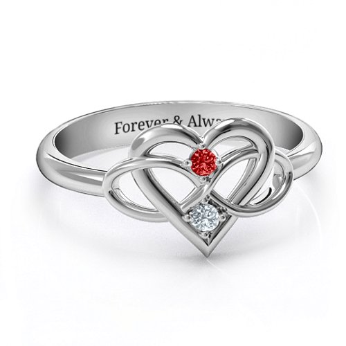 Together Forever Two-Stone Ring – Sterling Silver with Garnet and Cubic Zirconia