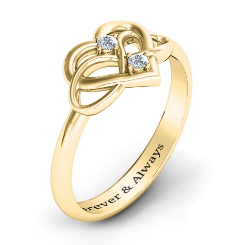 Together Forever Two-Stone Ring – 10K Yellow Gold with Cubic Zirconia