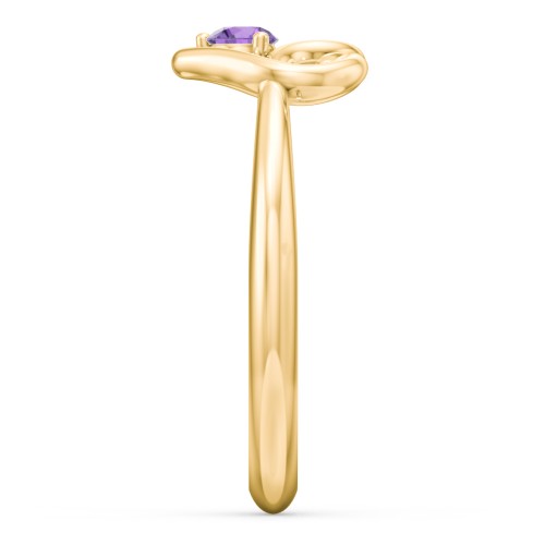 Forget Me Knot Heart Infinity Ring – 18K Gold Plated Silver with Amethyst