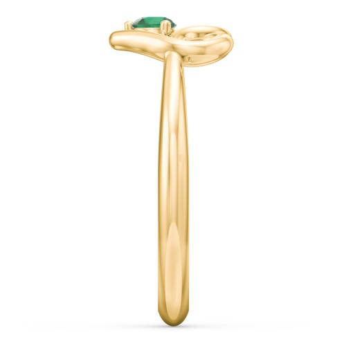 Forget Me Knot Heart Infinity Ring – 18K Gold Plated Silver with Emerald