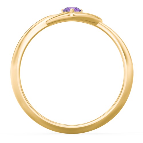 Forget Me Knot Heart Infinity Ring – 18K Gold Plated Silver with Amethyst