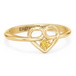 Forget Me Knot Heart Infinity Ring in 18K Gold Plated Silver with Citrine