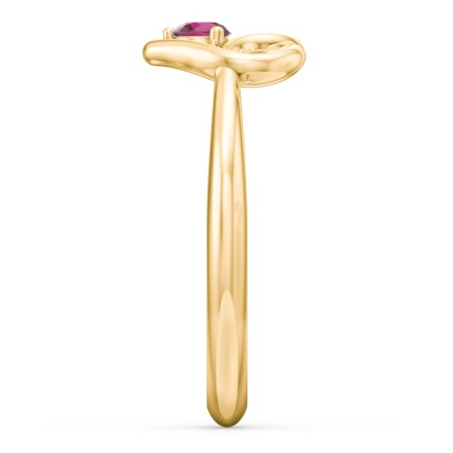 Forget Me Knot Heart Infinity Ring – 18K Gold Plated Silver with Ruby