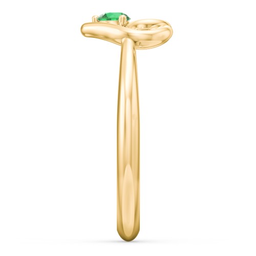 Forget Me Knot Heart Infinity Ring – 18K Gold Plated Silver with Emerald