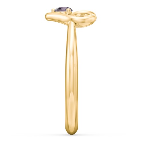 Forget Me Knot Heart Infinity Ring – 18K Gold Plated Silver with Alexandrite