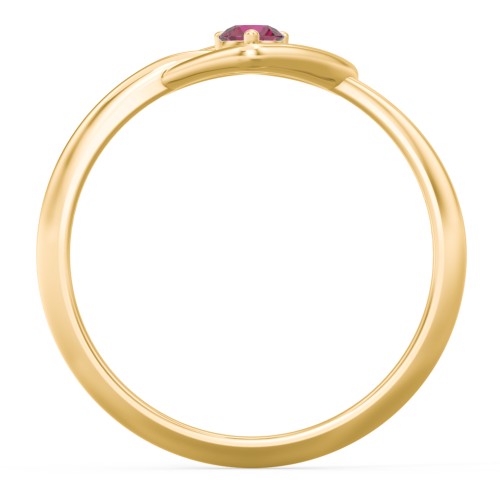 Forget Me Knot Heart Infinity Ring – 18K Gold Plated Silver with Ruby