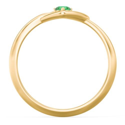 Forget Me Knot Heart Infinity Ring – 18K Gold Plated Silver with Emerald