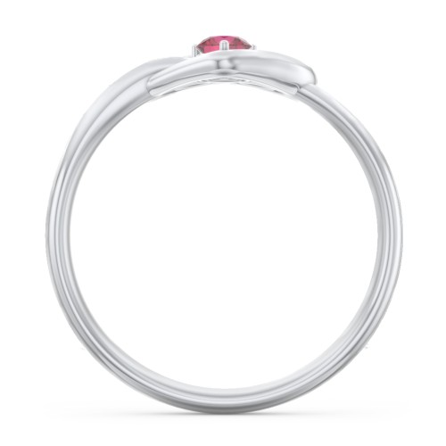 Forget Me Knot Heart Infinity Ring – 10K White Gold with Ruby
