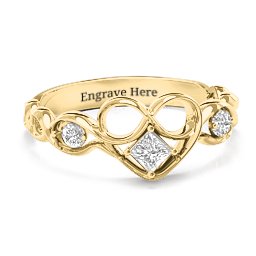 Shimmering Infinity Princess Stone Heart Ring