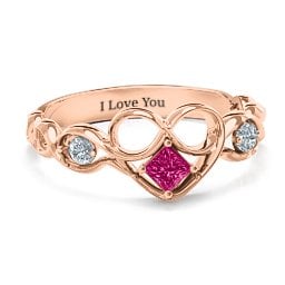 Shimmering Infinity Princess Stone Heart Ring