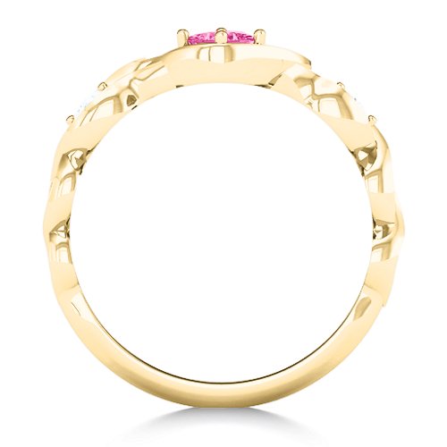 Shimmering Infinity Princess Stone Heart Ring – 10K Yellow Gold with Ruby and Cubic Zirconia