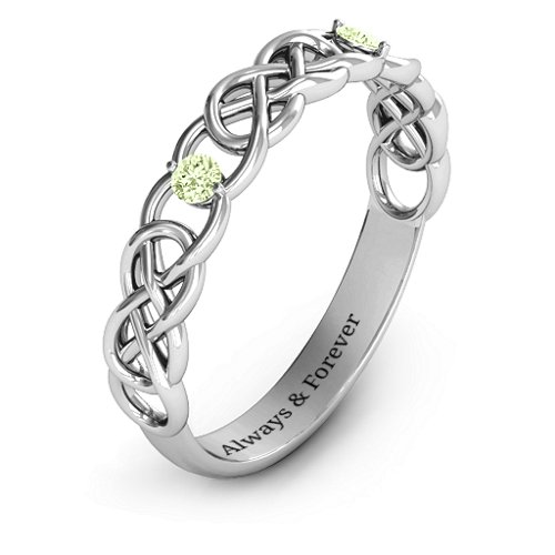 Two-Stone Interwoven Infinity Ring