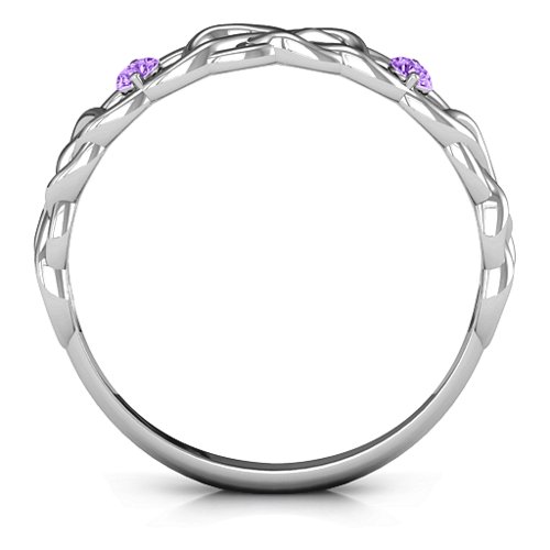 Two-Stone Interwoven Infinity Ring – Sterling Silver with Amethyst