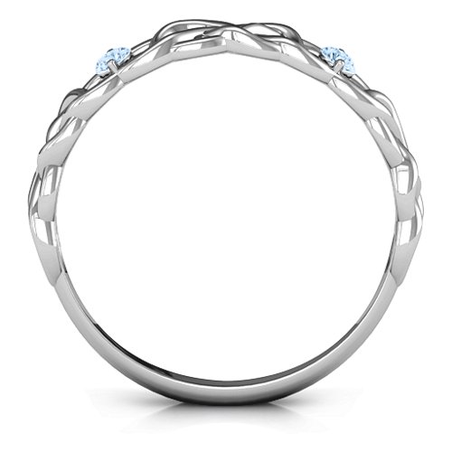 Two-Stone Interwoven Infinity Ring – Sterling Silver with Aquamarine